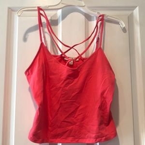 Pink cross-front Express crop top NWT!